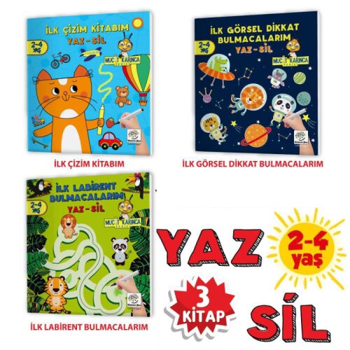2-4 Yaş Evde Etkinlik Seti Mucit Karınca Serisi YAZ-SİL Kitaplar 2.Seri Yükselen Zeka Yayınları - Yükselen Zeka Yayınları