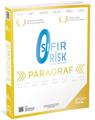 2027 TYT Paragraf Sıfır Risk Soru Bankası Video Çözümlü - Üç Dört Beş Yayınları