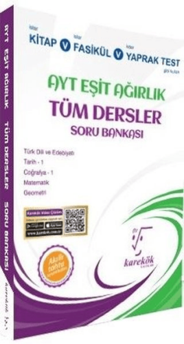 AYT Eşit Ağırlık Tüm Dersler Soru Bankası - Hülya Aydemir - Karekök Yayıncılık
