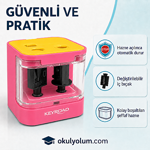 Keyroad KR973542 Çift Gözlü USB ve Pilli Elektrikli Kalemtıraş 6–12 mm - 6