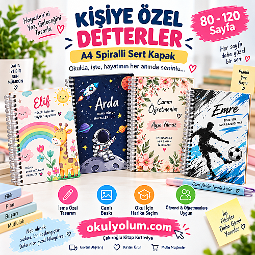 Kişiye Özel A4 SPR 80-120 Yp Tasarım Defter - okulyolum