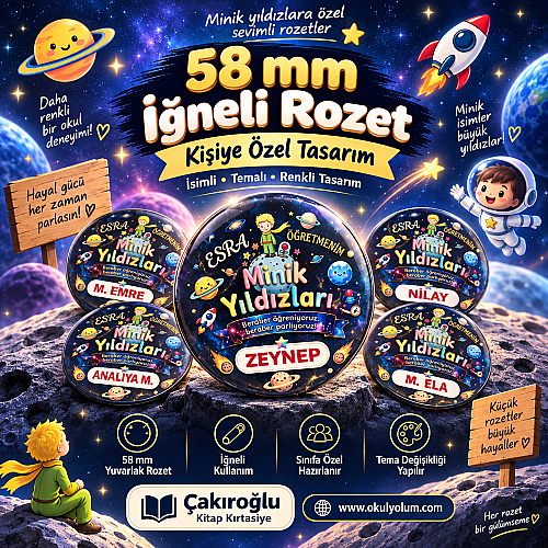 Minik Yıdızlara Özel Temalı Rozetler - okulyolum