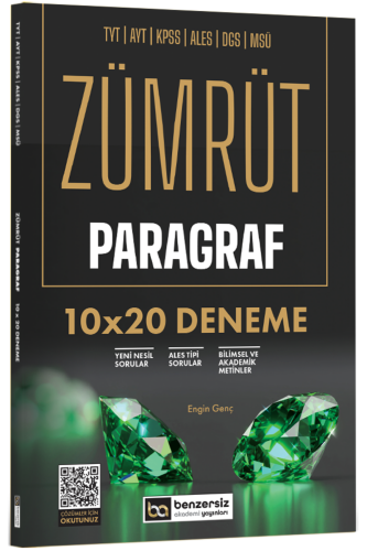 TYT AYT KPSS ALES DGS MSÜ Zümrüt Paragraf 10 x 20 Deneme Benzersiz Akademi Yayınları - Benzersiz Akademi
