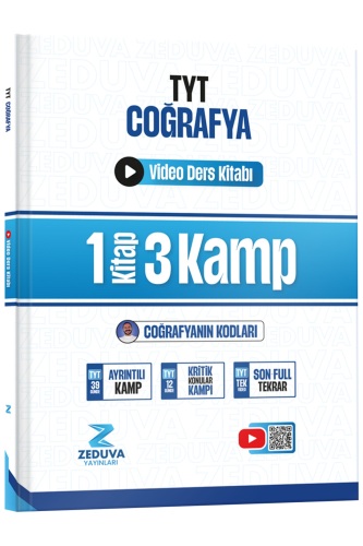 Zeduva Yayınları Coğrafyanın Kodları TYT Coğrafya 1 Kitap 3 Kamp Video Ders Kitabı - Zeduva Yayınları
